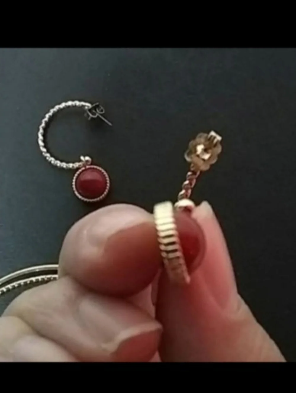 Gold-Tone Coin Charm Bangle Bracelets & Earrings with Red Enamel Accents | EUC